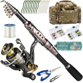 Fishing Rod and Reel Combos 125-Pieces, Telescopic Spinning Pole Reel Fishing Gear Equipment Set