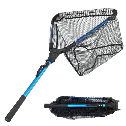 Foldable Fishing Net With Aluminum Alloy Rod EVA Handle Durable 5MM Hexagonal Nano Coating Nylon Mesh Collapsible Landing Net Safe Fish Catching or Re Foldable Fishing Net With Aluminum Alloy Rod EVA Handle Durable 5MM Hexagonal Nano Coating Nylon Mesh Collapsible Landing Net Safe Fish Catching or Re