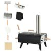 Outsunny Outdoor Pizza Oven with 12" Stone, Peel and Cover, Portable Pellet Wood Fired Pizza Maker with Foldable Legs