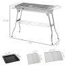 Outsunny Charcoal Grill, Stainless Steel Portable Folding BBQ, Outdoor Hibachi for Backyard Cooking, Camping, Picnic, Party