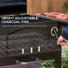 Outsunny Charcoal Grill, BBQ with Adjustable Height, Portable Barbecue with Folding Shelves, Thermometer, Bottle Opener & Wheels for Outdoor Camping