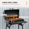 Outsunny 30" Portable Barrel Charcoal BBQ Grill, Steel Outdoor Barbecue Smoker with Storage Shelf, Wheels for Garden Camping Picnic, Black