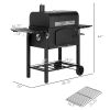 Outsunny Charcoal Grill, BBQ with Adjustable Height, Portable Barbecue with Folding Shelves, Thermometer, Bottle Opener & Wheels for Outdoor Camping