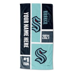 [Personalization Only] OFFICIAL NHL Colorblock Personalized Beach Towel - Seattle Kraken