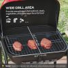 Outsunny 17" Portable Charcoal Grill with Wheels, 2 Side Tables and Bottom Shelf, BBQ with Adjustable Vents on Lid for Picnic, Camping, Backyard