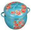 Vintage Floral 12-Quart Enamel on Steel Stock Pot