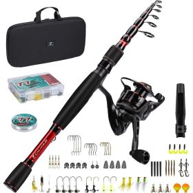 T1 Telescopic Fishing Rod and Reel Combo, Ready-to-go Fishing Gear Set with Fishing Line, Lure Kits & Accessories (Default: Default)