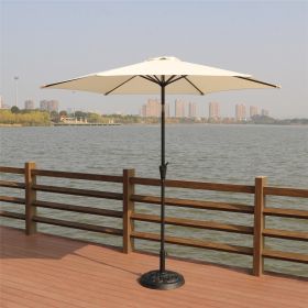 8.8 feet Outdoor Aluminum Patio Umbrella, Patio Umbrella, Market Umbrella with 33 pounds Round Resin Umbrella Base, Push Button Tilt and Crank lift (Color: as Pic)