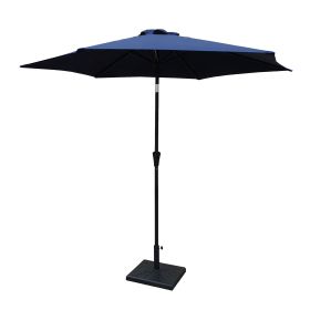 8.8 feet Outdoor Aluminum Patio Umbrella, Patio Umbrella, Market Umbrella with 42 Pound Square Resin Umbrella Base, Push Button Tilt and Crank lift (Color: as Pic)