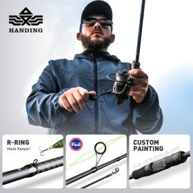 HANDING M1 Bass Fishing Rods Fuji O+A Guide Rings 24Ton Carbon Fiber Blanks Spinning Fishing Rod All-day Comfort Casting Rods (Length: Spin2.13m-F-M)