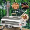 Pizza Oven Outdoor 12" Automatic Rotatable Pizza Ovens Portable Stainless Steel Wood Fired Pizza Oven Pizza Maker with Built-in Thermometer Pizza Cutt