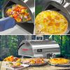 Pizza Oven Outdoor 12" Automatic Rotatable Pizza Ovens Portable Stainless Steel Wood Fired Pizza Oven Pizza Maker with Built-in Thermometer Pizza Cutt