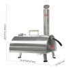 Silver Pizza Oven Outdoor 12" Semi-Automatic Rotatable Pizza Ovens Portable Stainless Steel Wood Fired Pizza Oven Pizza Maker with Built-in Thermomete